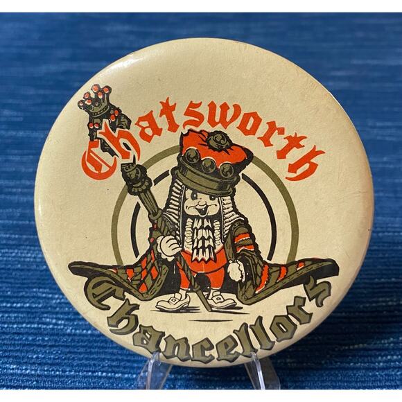 Vtg 1970's Chatsworth California High School Chancellors Button Pin Pinback 24B - Picture 1 of 1